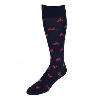 Trafalgar Store Sea Life Ahoy Over The Calf Pima Cotton Novelty Dress Socks in Navy Blue at Nordstrom