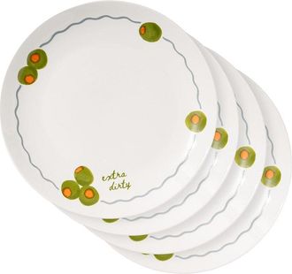 Godinger Set Of 4 Extra Dirty Olive Ceramic Appetizer Plates