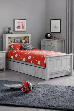 Julian Bowen Maine Bookcase Bed with Underbed Trundle in Grey | Size: Single