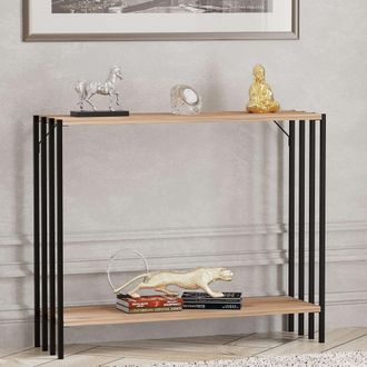 Dmora Consola Ravello, Un Estante, Un Compartimento, Color Estante Marr&oacute;n, 90x26x74h Cm Negro