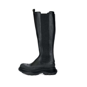 Alexander McQueen (WMNS) Alexander McQueen Tread Leather Over-The-Knee Boots Black 707682WHZ661000