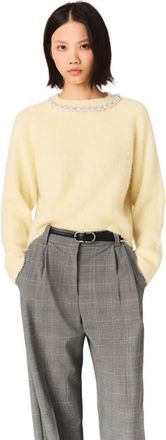 Maje Removable jewel collar sweater in Pale Yellow at Nordstrom, Size X-Small
