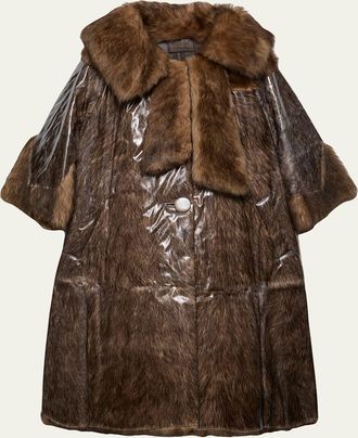 Prada PVC Coated Lamb Shearling Single-Breasted Coat