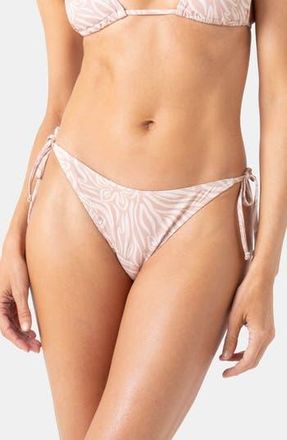 Roxy Wild Thing Side Tie Cheeky Bikini Bottoms in Camel/Ivory at Nordstrom Rack, Size X-Large