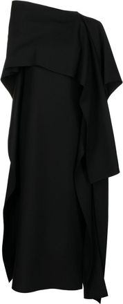 Valentino Garavani draped midi dress - women - Virgin Wool/Silk - 40 - Black