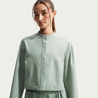 Nike Womens 24.7 PerfectStretch Dri-FIT Loose-Fit Cropped Jacket in Green | IB8986-006