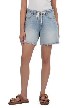 Kut from the Kloth Holly Drawstring Waist Mid Thigh Denim Shorts in Simply W/lt Bas at Nordstrom, Size 00