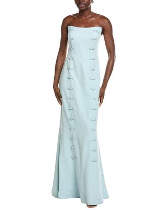 Rene Ruiz Strapless Scoop Neck Column Gown