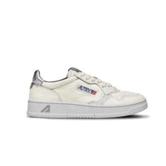 Autry Zilver en Grijs Leren Sneakers Medalist - Dames - Sneakers - Wit - 38 EU - Katoen - Schoenen