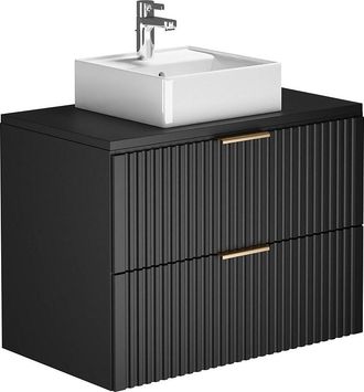 Vente-Unique Mueble de ba&ntilde;o suspendido con lavabo - Negro - 80 cm - ZEVARA