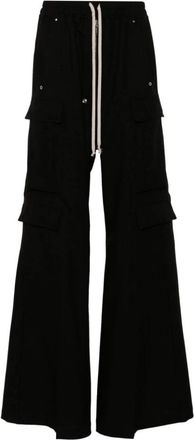 Rick Owens Cargobelas Pants - Dames - Wijde Broeken - Zwart - M - Katoen - Broeken