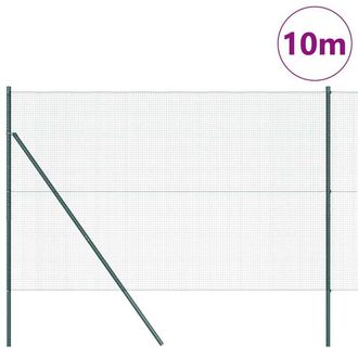 Berkfield Home Green Welded Wire Fence with 7 Posts Green 1.5x10 m Steel