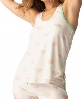 PJ Salvage Peachy Party Pickleball Tank Top In Ivory /pink