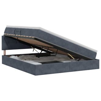 vidaXL Letto Con Contenitore Grigio Scuro 160 X 200 Cm Velluto Vidaxl