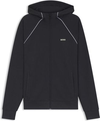 BOSS Piping-detail zip-up hoodie in a cotton blend