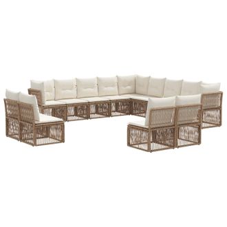 vidaXL Conjunto De Sof&aacute;s De Jard&iacute;n 13 Pcs Beige Rat&aacute;n Sint&eacute;tico Vidaxl
