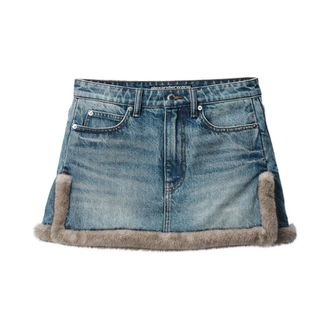 Alexander Wang Denim rok met imitatiebont - Dames - Rokken - Blauw - Maat: W26 Denim