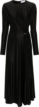 Paco Rabanne gathered-detail dress - women - Viscose/Spandex/Elastane - 36 - Black