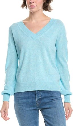 Forté Cashmere Gathered Sleeve V-Neck Cashmere Sweater