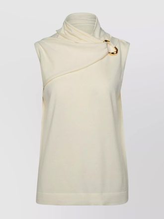 Jil Sander wool draped knitted turtleneck tank top