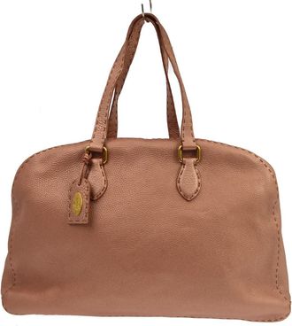 Fendi Selleria Handle Leather Pink Leather Handbag (Pre-Owned)