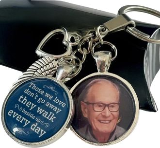 Generic Personalised Photo Keyring Memorial Bereavement Angel Funeral Present Gift Box
