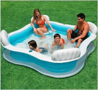 Trade Shop Trade Shop - Piscina Gonfiabile Fuoriterra 4 Sedili 229x229x66cm Con 2 Portabicchieri