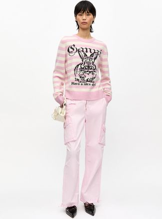 Ganni Pink Washed Cotton Twill Pants - Size 34 Organic