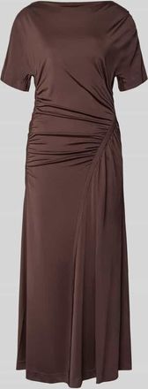 HUGO BOSS Slim Fit Maxikleid aus Viskose-Mix Modell ECAREN in Dunkelbraun, Gr&ouml;&szlig;e XL
