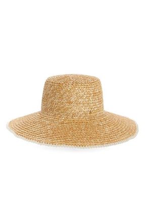 Lele Sadoughi Imitation Pearl Straw Hat in Natural at Nordstrom