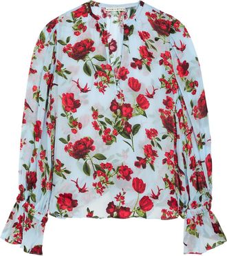 Alice & Olivia Moranne Floral-jacquard Mesh top - Multicoloured - S (UK8-10 / S)