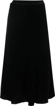 Gold Hawk Velvet Midi Rok - Dames - Midirokken - Zwart - XS - Polyester - Rokken