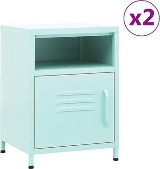 vidaXL Mesitas De Noche 2 Uds Acero Verde Menta 35x35x51 Cm Vidaxl