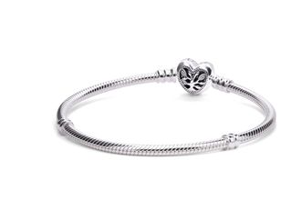 Pandora Moments Family Tree Heart Clasp Snake Chain Bracelet - 18
