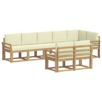 vidaXL Conjunto De Sof&aacute;s De Exterior 8 Pcs Blanco Y Crema Poli&eacute;ster Vidaxl