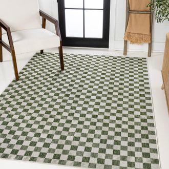 Jonathan Y Designs Aimee Traditional Cottage Checkerboard Green/Cream Indoor/Outdoor Area Rug
