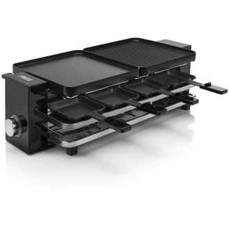 Princess Raclette per 8 Persone Piano Black, 1200 w, Plastica Alluminio, Nero