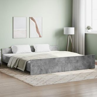 Berkfield Home Bed Frame with Headboard & Footboard Concrete Grey 200x200 cm