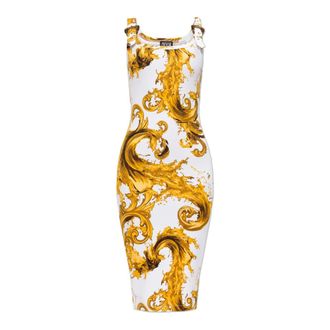 Versace Jeans Couture Short Dresses, female, White, Size: 2XS Fitted Sleeveless Dress