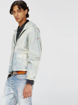 Diesel Hooded JoggJeans jacket with trompe loeil - Denim Jackets - Man - Blue