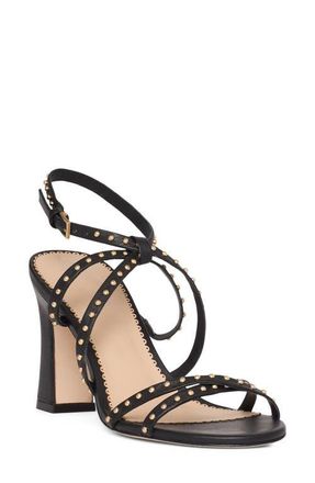 Cinq &agrave; Sept Blair Studded Ankle Strap Sandal in Black/Gold at Nordstrom, Size 8.5Us
