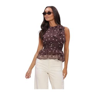 Notre-V Tops, Dames, Bruin, L, Leer, Ansol Big Dot Top