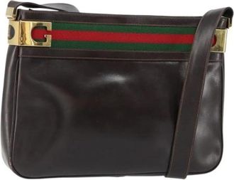 Gucci Pre-owned Vintage Cross Body Bag - Dames - Vintage Schoudertas - Bruin - ONE Size - Leer - Vintage