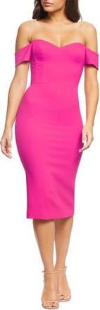 Dress The Population Bailey Off the Shoulder Body-Con Dress in Bright Fuchsia at Nordstrom Rack, Size Xx-Small