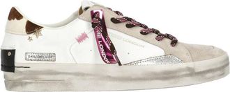 Crime London White Sk8 Deluxe Animal Print Suede Leather Sneakers
