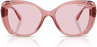 Swarovski 53mm Butterfly Sunglasses in Transparent Pink /Purple at Nordstrom