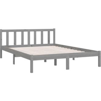 vidaXL Bed Frame without Mattress Grey Solid Wood Pine King Size vidaXL