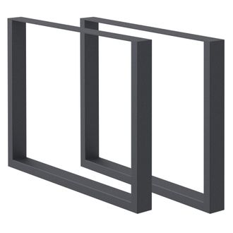 ECD Germany 2x patas de mesa industrial 90x72cm acero en polvo antracita cuadradas