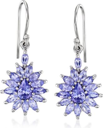 Ross-Simons Tanzanite Drop Earrings in Sterling Silver