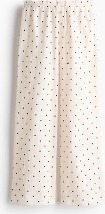 H&M Pyjamahose aus Musselin - Cremefarben/Polka Dots